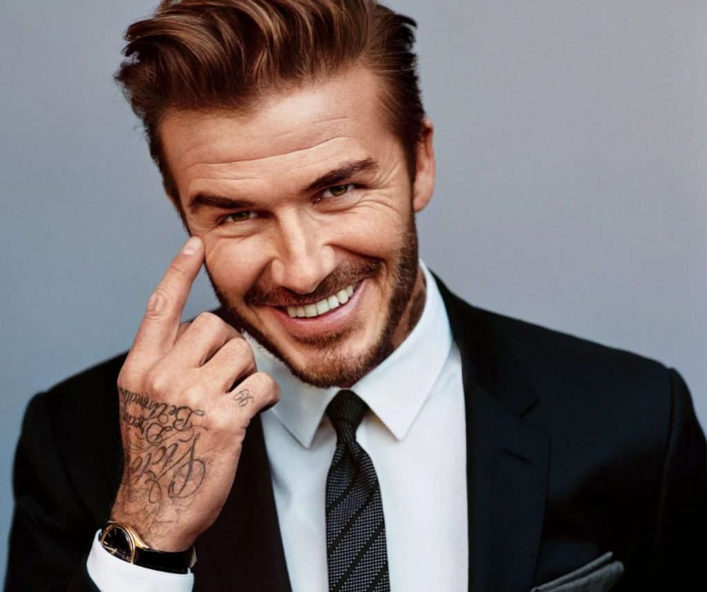 David Beckham's hand, neck and arm tattoos